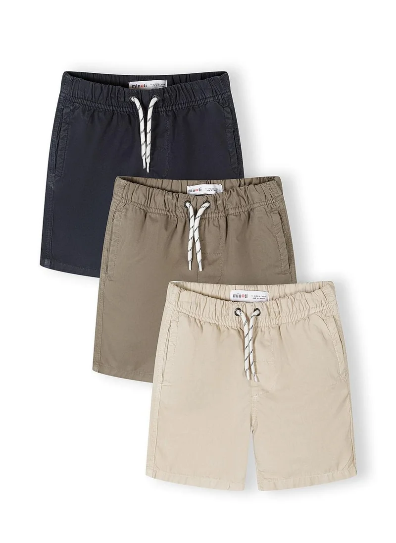 مينوتي Boys 3-pack woven cotton shorts olive beige navy 3-15 years